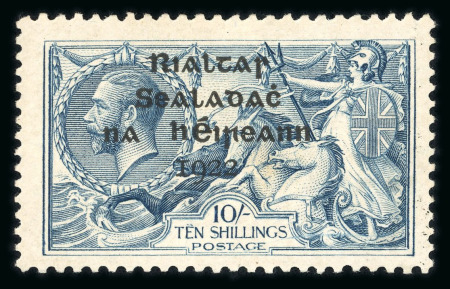Stamp of Ireland » 1922 (Feb) Dollard Overprints (T1-T14) 10s dull grey-blue, broken "S" in POSTAGE, mint single, with strokes over TEN plate flaw
