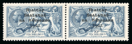 Stamp of Ireland » 1922 (Feb) Dollard Overprints (T1-T14) 10s dull grey-blue, broken "S" in POSTAGE, mint horizontal pair, with R4/1 short third line and R4/2 strokes over TEN plate flaw
