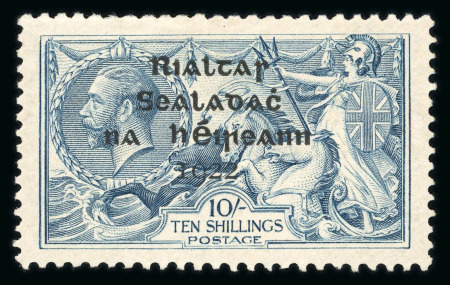 Stamp of Ireland » 1922 (Feb) Dollard Overprints (T1-T14) 10s dull grey-blue, broken "S" in POSTAGE, mint, with R2/1 major retouch plate flaw