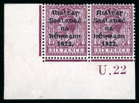 Stamp of Ireland » 1922 (Jul-Nov) Thom Overprints (T25-T41) 6d reddish purple, mint lower left corner sheet marginal