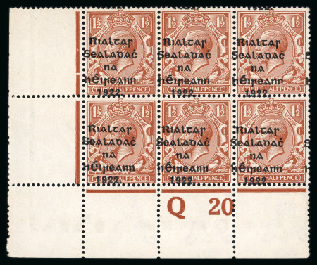 Stamp of Ireland » 1922 (Feb) Thom Overprints (T15-T19) 9d agate, mint lower left corner sheet marginal horizontal