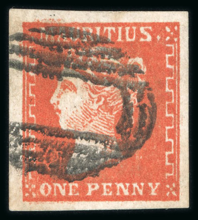 Stamp of Mauritius » 1859 Dardenne Issue (SG 41-44) 1859 Dardenne 1d red, good to very good margins, void barred oval