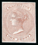 Stamp of Mauritius » Later Issues 1863-72, 1d brown imperf. plate proof on gummed wmk CC paper