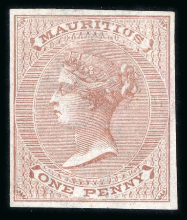 Stamp of Mauritius » Later Issues 1863-72, 1d brown imperf. plate proof on gummed wmk CC paper