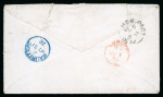 Stamp of Mauritius » Later Issues 1872 (May 31) envelope to Ireland with 1860 9d dull purple and 1863-72 1d brown tied by circular "B53" barred numerals