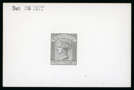 Stamp of Mauritius » Later Issues 1879-80 25c De La Rue die proof in black on glazed card