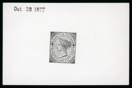 Stamp of Mauritius » Later Issues 1879-80 2R50c De La Rue die proof in black on glazed card