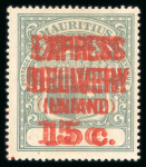 Stamp of Mauritius » Later Issues Express Delivery: 1904 15c grey-green with double overprint variety, mint