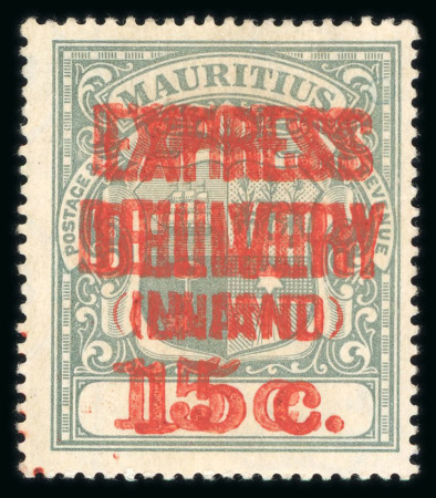 Stamp of Mauritius » Later Issues Express Delivery: 1904 15c grey-green with double overprint variety, mint