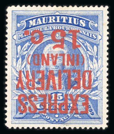 Stamp of Mauritius » Later Issues Express Delivery: 1903-04 15c on 15c (type E3 surch.) with inverted surcharge variety, mint