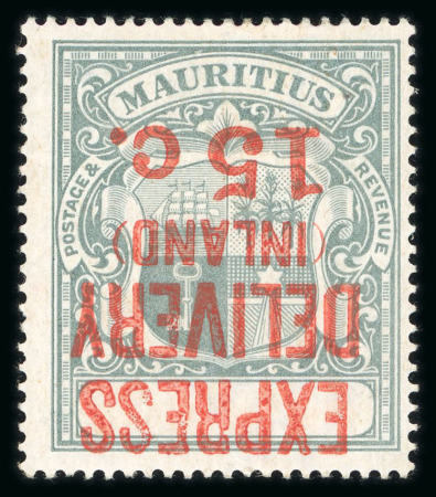 Stamp of Mauritius » Later Issues Express Delivery: 1904 15c grey-green with inverted surcharge variety, mint