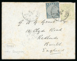 Stamp of Fiji 1896 (Nov 16) Envelope sent from HMS Penguin (printed on backflap) to England with 1891-98 1/2d and 2d perf.11