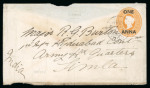 Stamp of India » Used Abroad » Aden DTHALI: 1903 (Jun 24) India 1a on 2a6p postal stationery envelope sent to Major Burton at Army HQ in Simla in India