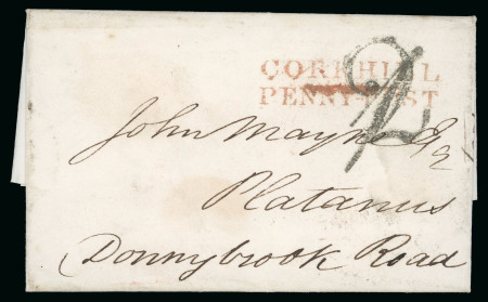 Stamp of Ireland » Pre-Stamp Postal History » Local Post Period - 1773-1840 1829 (January 6th) Folded entire sent to Donnybrook