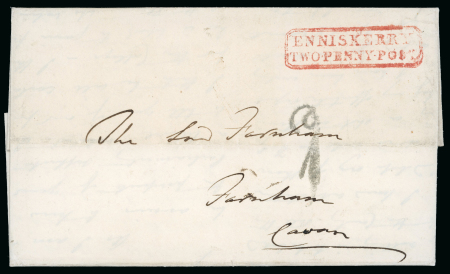 Stamp of Ireland » Pre-Stamp Postal History » Local Post Period - 1773-1840 1832 (October 19th) Folded entire sent from Enniskerry,