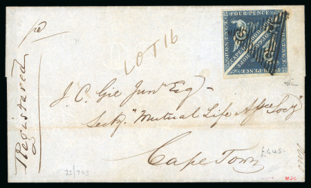 Stamp of South Africa » Cape of Good Hope 1855 (No 29) wrapper sent registered from Graaf Reinett to Cape Town with 1855-63 4d deep blue pair