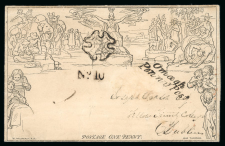 Stamp of Ireland » Transatlantic Mail to, from and via Ireland 1841 (May 19th) One Penny Mulready, stereo number A236,