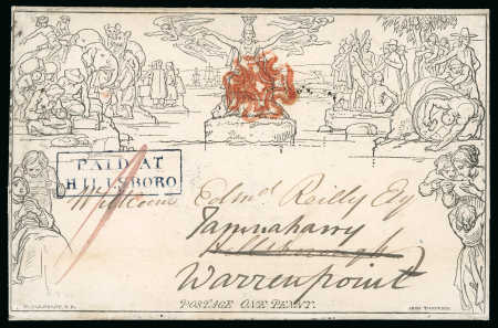 Stamp of Ireland » GB Used In Ireland 1840 (July 9th) One Penny Mulready envelope, sent from Comber, Co. Down, and 1840 (October 15th) folded cover sent from Cavan