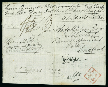 Stamp of Ireland » Pre-Stamp Postal History » Unified Post Period - 1827-1839 1838 (September 22nd) Soldiers letter from gunner Crampton,