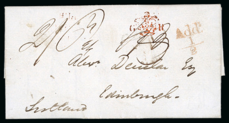 Stamp of Ireland » Pre-Stamp Postal History » Unified Post Period - 1827-1839 1838 (April 6th) Folded cover from Dublin to Edinburgh,