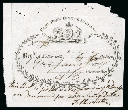 Stamp of Ireland » Pre-Stamp Postal History » Unified Post Period - 1827-1839 The Famous Window Man 1829 (January 19th) Window Man