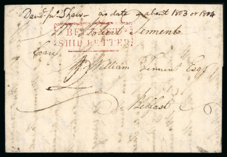 Stamp of Ireland » Pre-Stamp Postal History » Independant Post Office Period - 1784-1831 1803 (July) Folded cover sent from New York to Belfast,