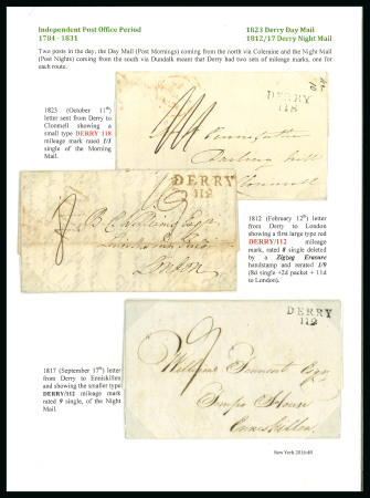 Stamp of Ireland » Pre-Stamp Postal History » Independant Post Office Period - 1784-1831 1812-1823 Trio of folded covers all sent from Derry