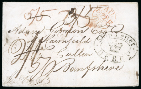 Stamp of Ireland » Pre-Stamp Postal History » Independant Post Office Period - 1784-1831 1812 (August 19th) Folded cover to Banfshire, endorsed