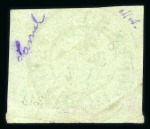 Stamp of Romania » 1858 Moldavian Bull's (21 July) Handstruck at Jassy on wove paper (81pa.) or laid paper (other values). 54 Parale green on blue green, just touch at bottom