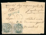 Stamp of Romania » 1858 (1st Nov.) - 1861 Moldavia - Handstruck at Jassy - Imperforate 40 Parale on bluish paper, horizontal pair, hardly