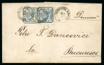 Stamp of Romania » United Principalities 1862-1864 30 parale blue, a pair of covers addressed to Bucarest,