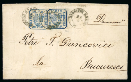 Stamp of Romania » United Principalities 1862-1864 30 parale blue, a pair of covers addressed to Bucarest,