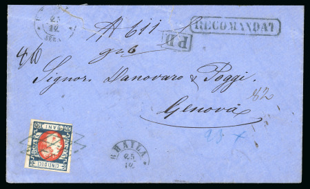 Stamp of Romania » King Carol 1869 - "Without Beard" Imperforate 50 bani blue and red, 25 bani orange and blue, and