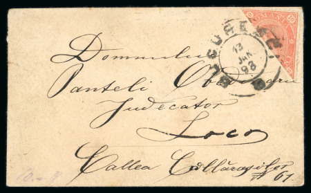 Stamp of Romania » Later Issues 1890 10 bani pinkish red, diagonally bisected on a