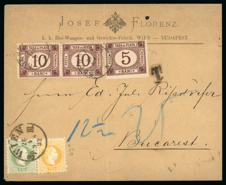 Stamp of Romania » Postage Due 1882 Envelope to Bucarest, franked Austria 1867 2kr
