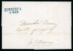 Stamp of Romania » Postal History » Principality of Wallachia » Cyrillic Post Handstamps ZIMNICEA: 1860 Folded entire to Bucharest, bearing