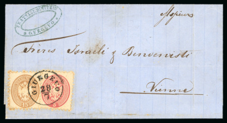 Stamp of Romania » Austrian Levant Post Offices GIURGEVO: 1866 (28.7) Folded entire from Giurgevo to