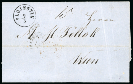 Stamp of Romania » Austrian Levant Post Offices PLOJESTIE: 1867 (9.3) Folded stampless entire from