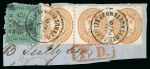 Stamp of Romania » Austrian Levant Post Offices KUSTENDJE: 1867 (29.9) Fragment franked 1864 15s brown,