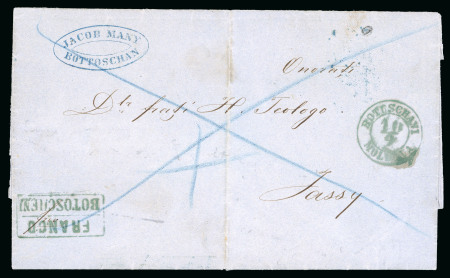 Stamp of Romania » Postal History » Moldavian "FRANKO" Handstamps BOTUSCHANI: 1862 (10.9) Registered entire from Botuschani