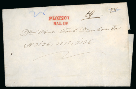 Stamp of Romania » Postal History » Principality of Wallachia » Cyrillic Post Handstamps PLOESCI: 1862 Registered cover, bearing fine strike