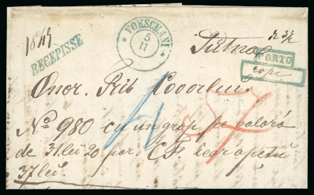 Stamp of Romania » Postal History » Double-circle Datestamps FOKSCHANI: 1862 (5.11) Registered folded letter sheet
