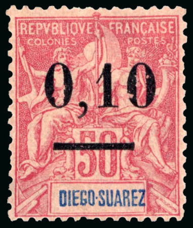 Stamp of Colonies françaises » Madagascar (Poste française) 1902, Type Groupe, Y&T n°60 *, aminci au niveau de