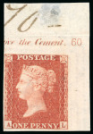 Stamp of Great Britain » 1854-70 Perforated Line Engraved 1841 1d Red Brown pl.60 imprimatur from the upper right corner of the sheet with marginal inscription