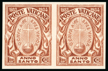 Stamp of Italy » Vatican State 1933 Anno Santo, IMPERFORATE set of 4 values in pairs,
