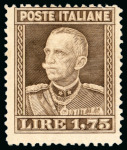 Stamp of Italy » Regno d'Italia 1929, 1,75 l. bruno, dent. 13 1/2, ; (Sassone 6.000