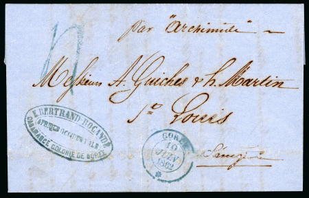 Stamp of Colonies françaises 1862: Lettre du Casablanca pour Saint Louis, Sénegal,