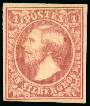 Stamp of Luxembourg 1852 1sg brown-red, mint lightly hinged, mostly large