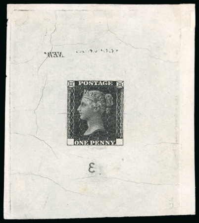 Stamp of Great Britain » Line Engraved Essays, Plate Proofs, Colour Trials and Reprints 1871 (Feb) Ormond Hill die proof of the late impression from the One Penny die II (retouched die) in black