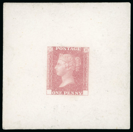 Stamp of Great Britain » Line Engraved Essays, Plate Proofs, Colour Trials and Reprints 1871 Ormond Hill 1d die proof in pale carmine on thin white paper mounted on card